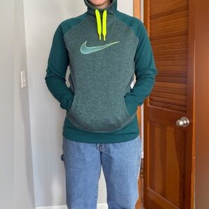 Nike Teal and Charcoal Sweatshirt with Neon Logo